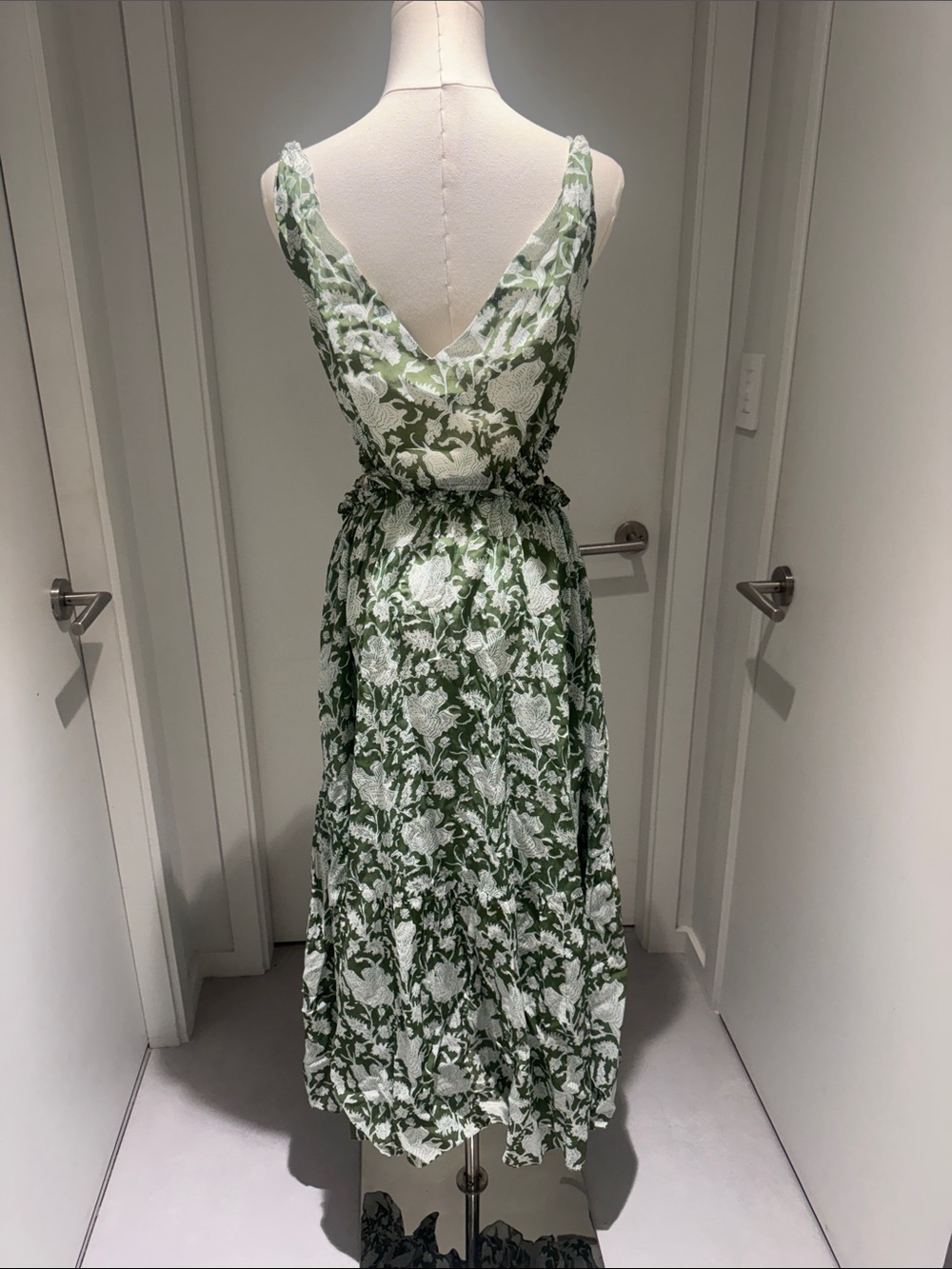 Maje Green & White Floral V-Neck Maxi Dress - Picture 3 of 3